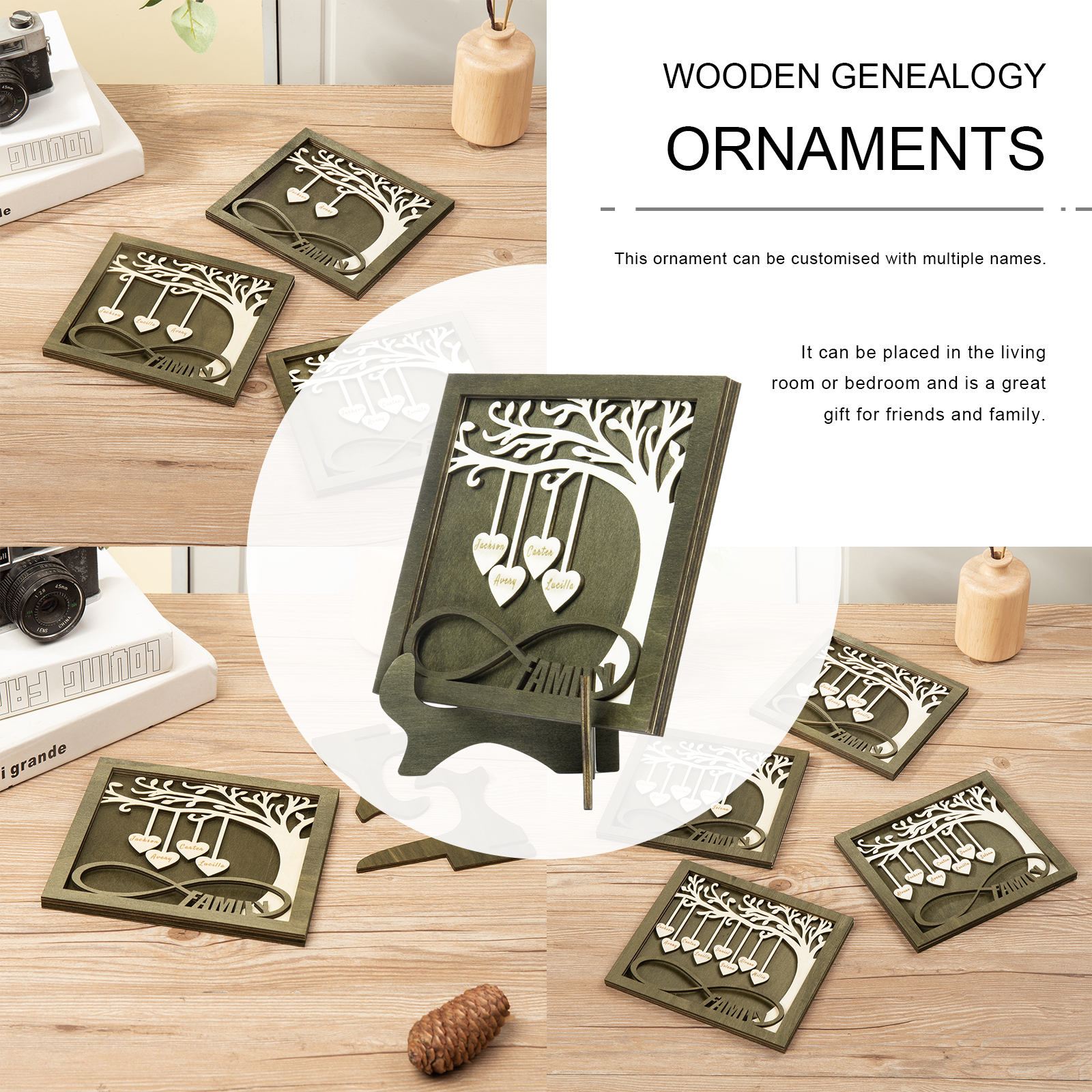 Custom Family Tree Sign with 4 Names Wooden Keepsake Gifts-Jessemade AU