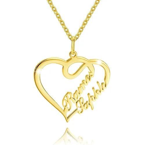 Personalised Heart Necklace Custom 2 Names Necklace Gift For Women-Jessemade AU