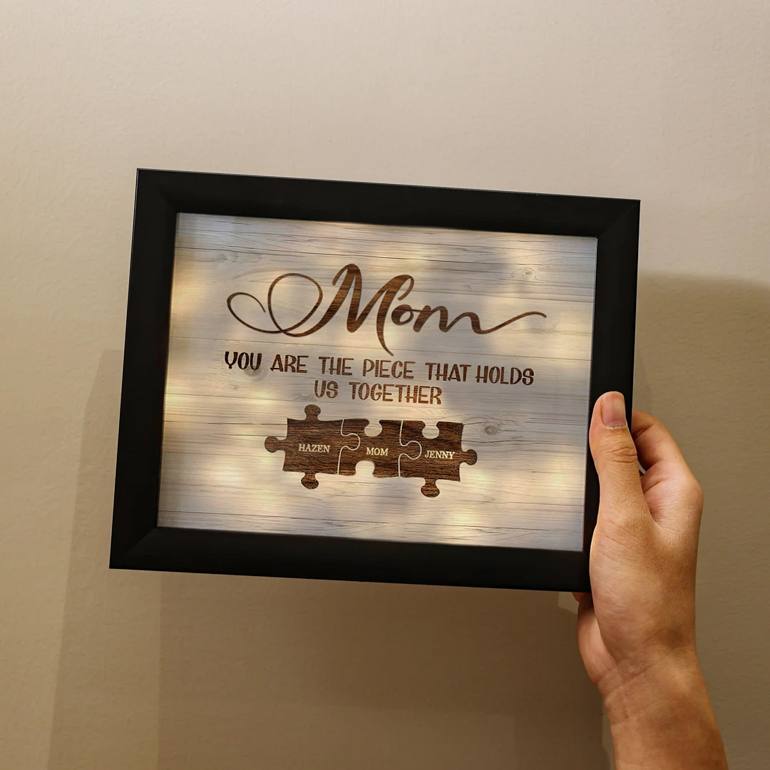 Personalised Puzzle Picture Frame With Light Custom 4 Names Home Decor - You are the piece that holds us together-Jessemade AU