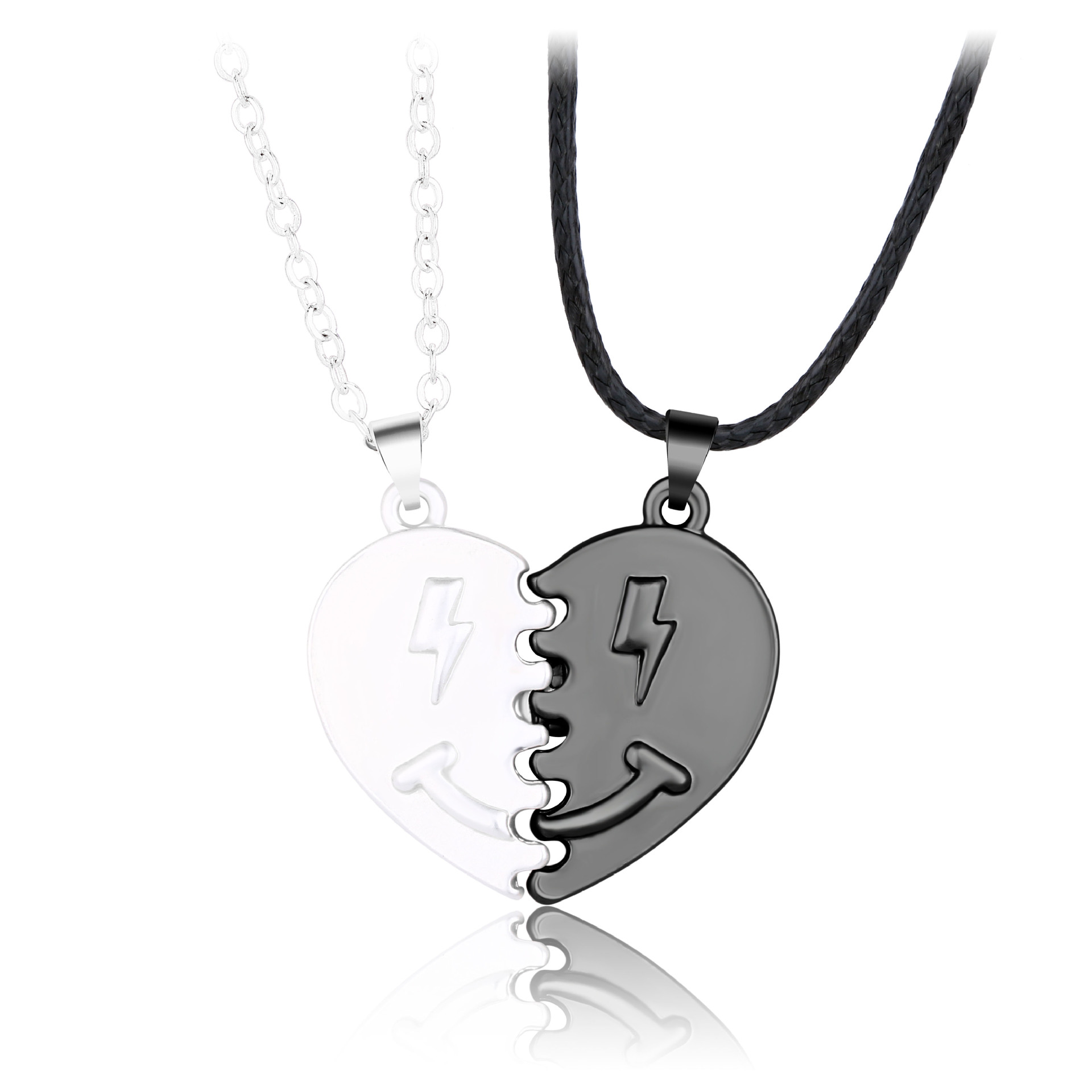 Couple Matching Necklace Lightning Smiling Face Necklace Valentine's Day Gifts for Women Men-Jessemade AU