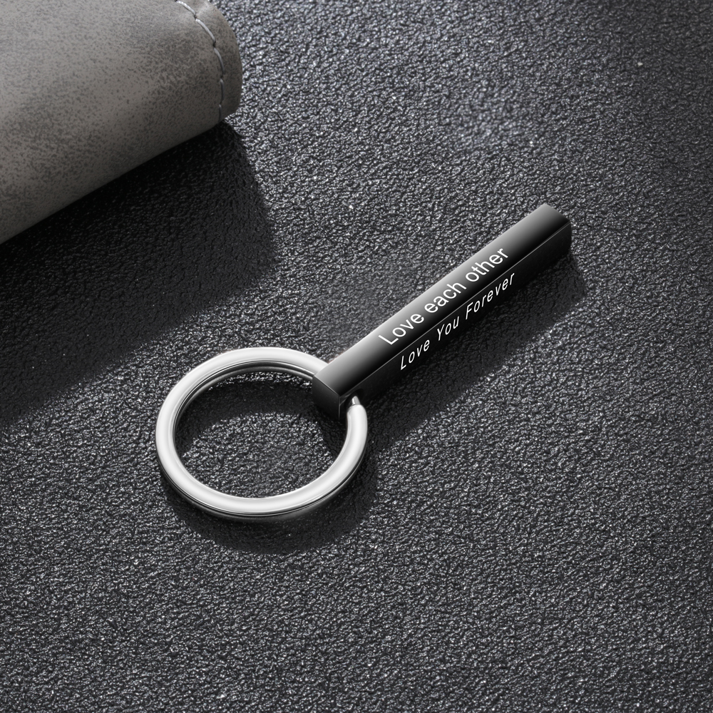 Personalised Stainless Steel Keychain Customised 4 Texts Keyring Gift for Him/Her-Jessemade AU