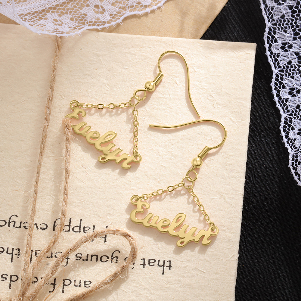 Personalised Name Drop Earring Customised Triangle Earrings for Her-Jessemade AU