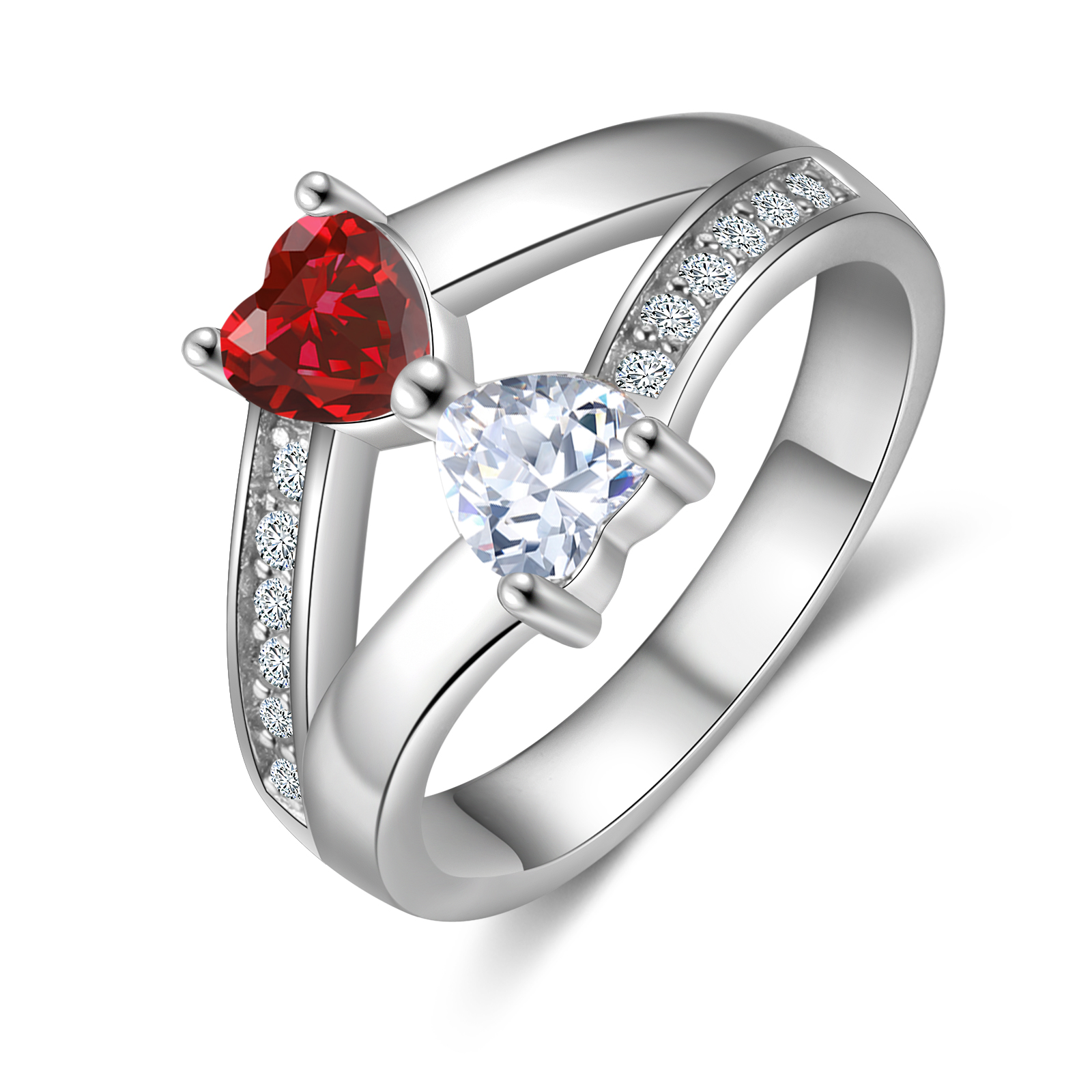 Personalised Birthstone Mother Ring Engraved 2 Names Birthstones Ring Gifts for Women-Jessemade AU