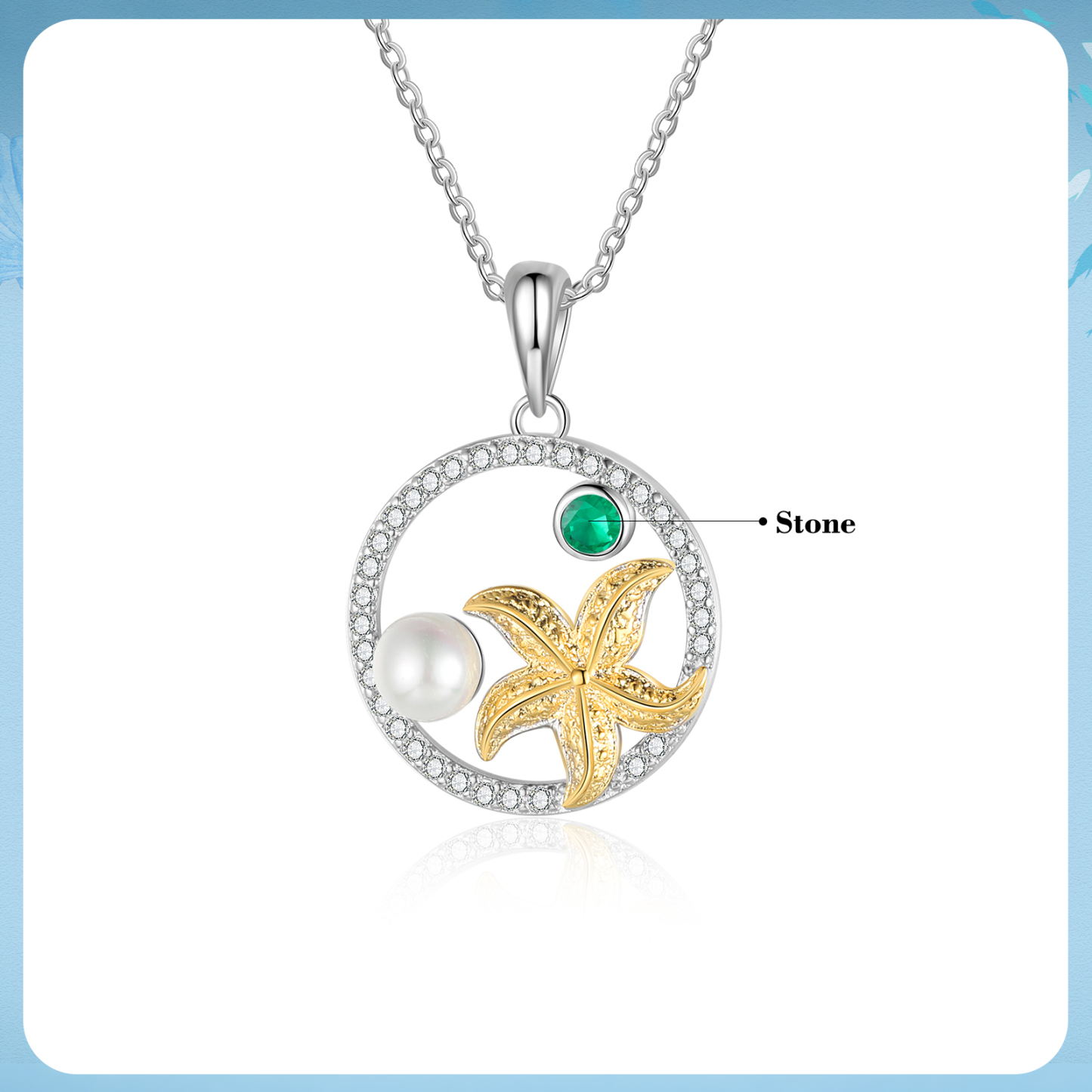 Personalised Starfish Necklace Customised Birthstone Necklace Circle Pendant Necklace Gift for Her-Jessemade AU