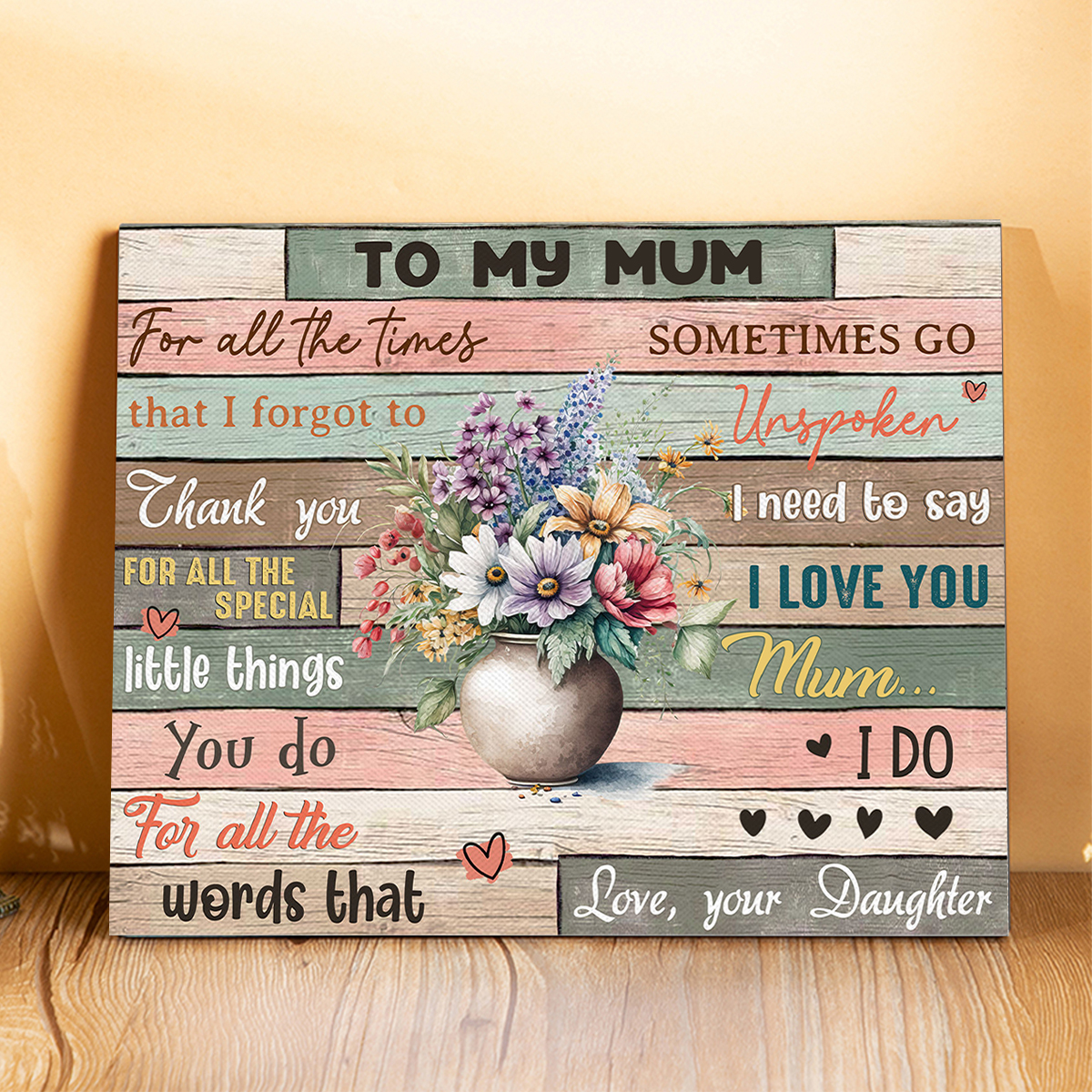 To My Mum Flowers Vase Picture Board Keepsake Wood Signs Photo Frame-Jessemade AU