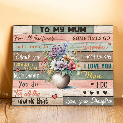 To My Mum Flowers Vase Picture Board Keepsake Wood Signs Photo Frame-Jessemade AU