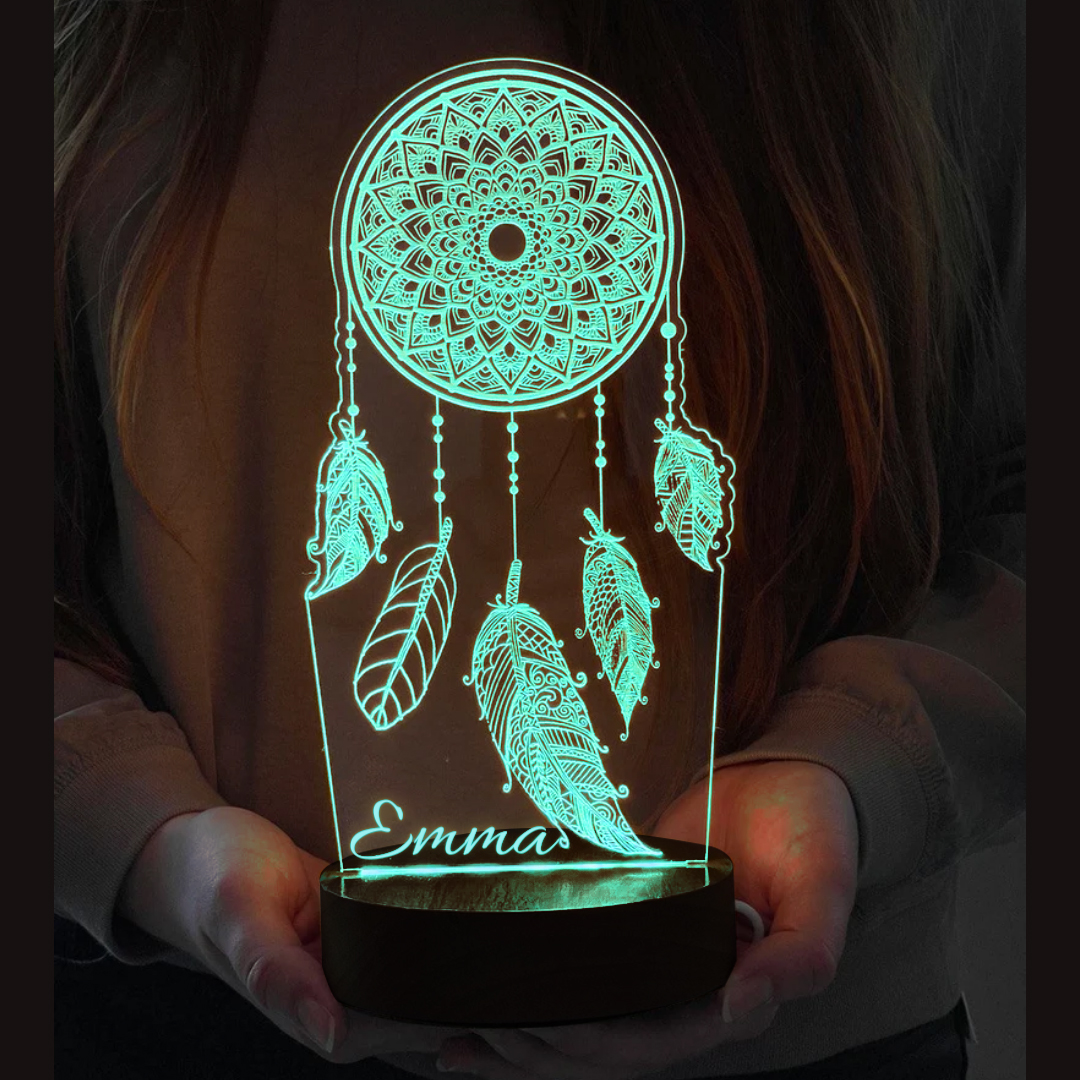 Personalised Dream Catcher Night Light Custom Name Gifts For Kids-Jessemade AU