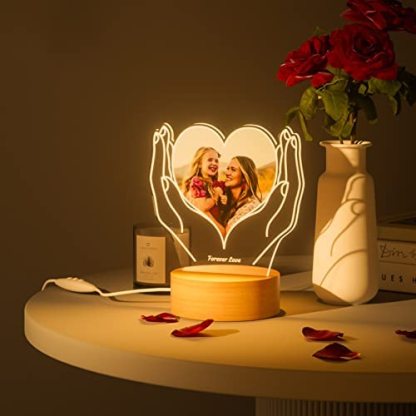 Personalised Heart-Shaped Night Light Customised Photo & Text LED Lamp Gift for Family/Friends-Jessemade AU