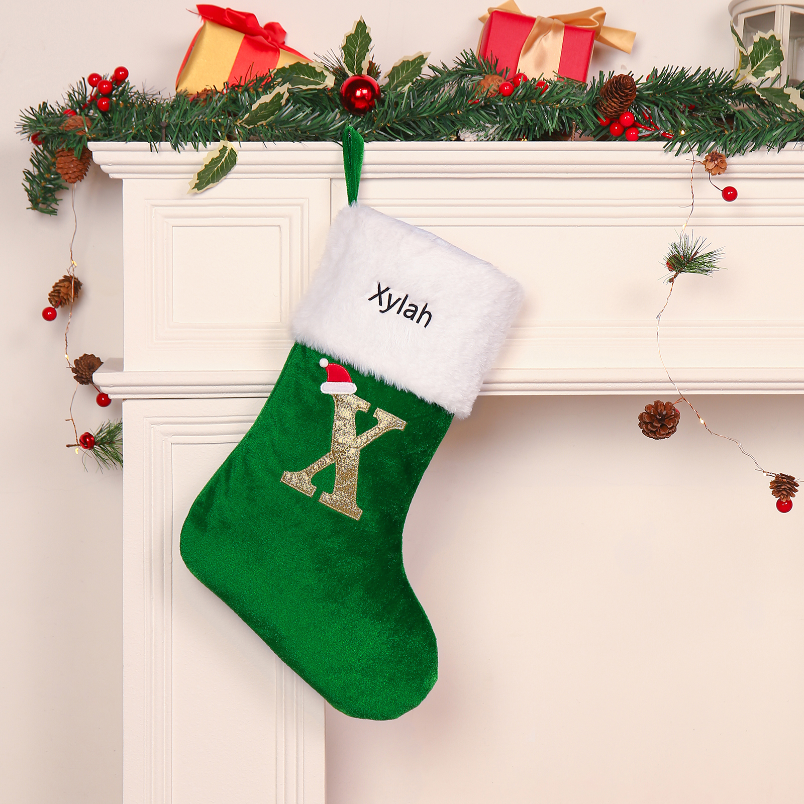 Christmas Letter Stockings Ornaments Custom 1 Name Fireplace Sock Decor Personalised Gifts for Family Friends-Jessemade AU