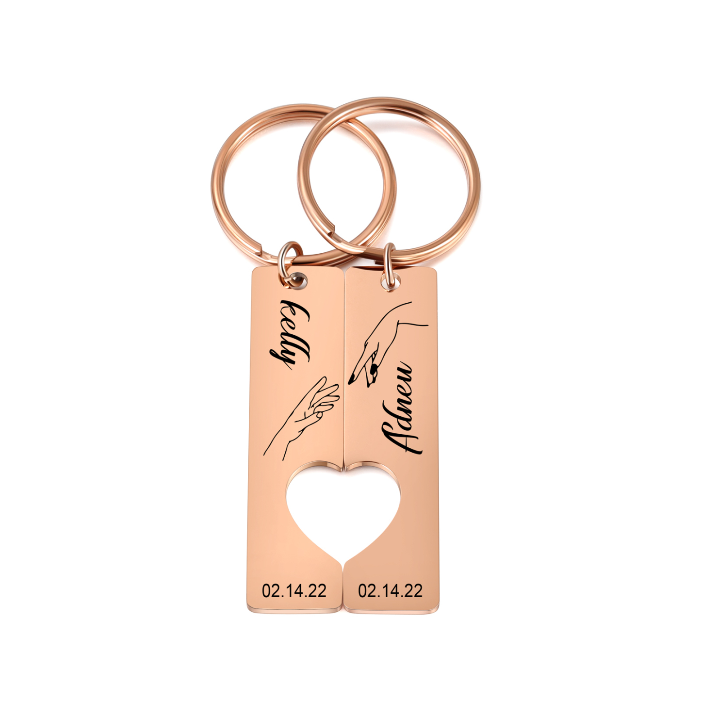 Personalised Promise Couple Keychain Set Engrave Name Heart Matching Couple Gifts-Jessemade AU
