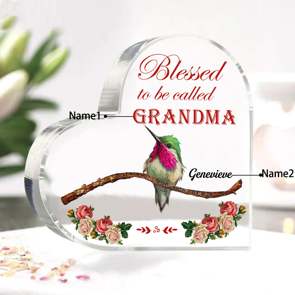 Acrylic Heart Keepsake Custom 2 Names Birds Decor Personalised Gifts for Grandma Mum-Jessemade AU