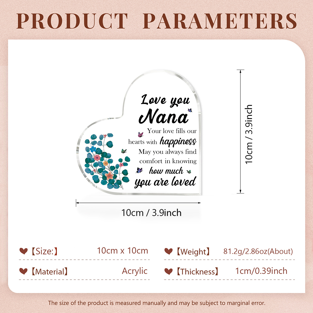 To My Nana Acrylic Heart Keepsake Heart Ornament - Love You Nana-Jessemade AU