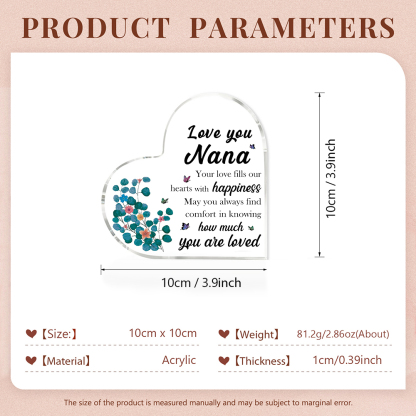 To My Nana Acrylic Heart Keepsake Heart Ornament - Love You Nana-Jessemade AU