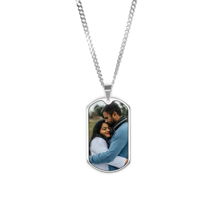 Personalised Photo Necklace Engraved Tag Keyring Gifts for Love One-Jessemade AU