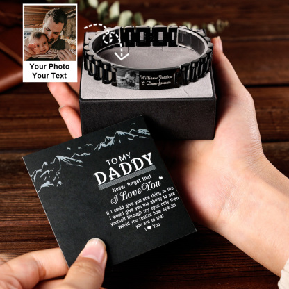 Personalised Men's Bracelet Custom Photo Wristband Initial ID Bar Bangle Gifts For Him-Jessemade AU