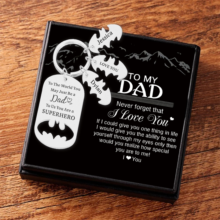Father Keychain You Are A Superhero Personalised 3 Names Bat Keychain Gifts for Batman Dad-Jessemade AU