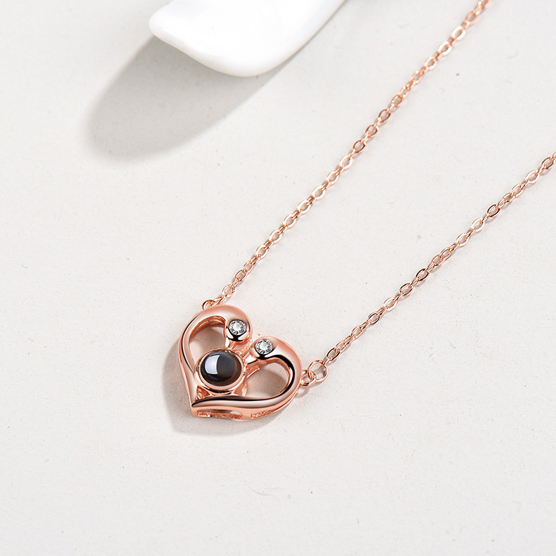 Valentines Day 100 Languages Projection Necklace Engraved  " I LOVE YOU" Swan Necklace Gifts For Her-Jessemade AU