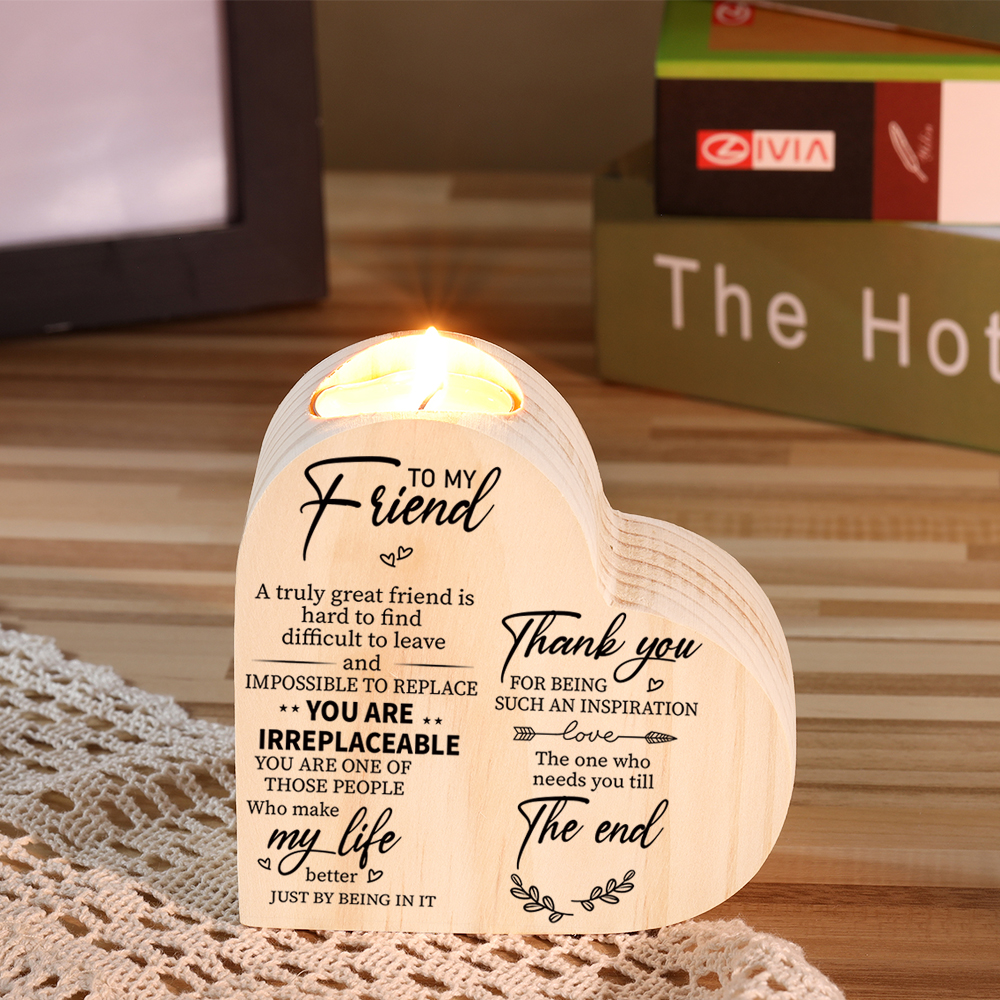 To My Friend Wooden Heart Candle Holder "Thank you for being such an inspiration"-Jessemade AU