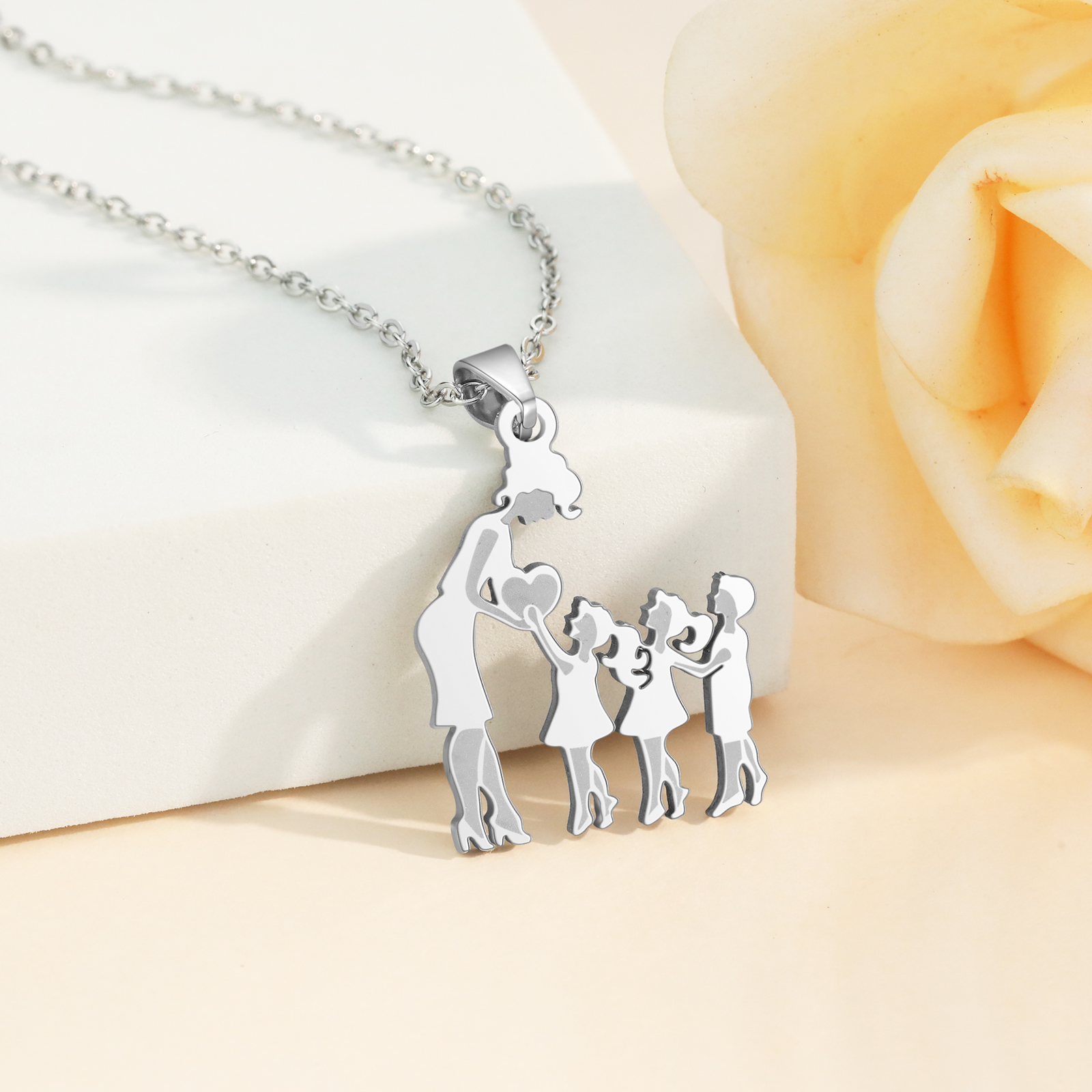 Women Necklace Mother & Son & 2 Daughters Pendant Necklace Stainless Steel Mother's Day Gifts for Mum-Jessemade AU