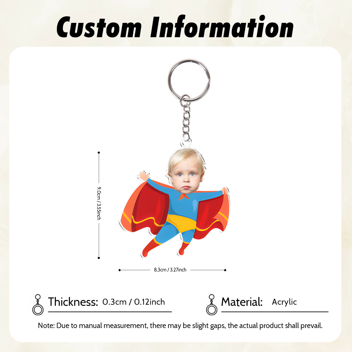 Personalised Superwoman Acrylic Keychain Custom Photo Funny Hanging Ornament Back to School Gift for Kids-Jessemade AU
