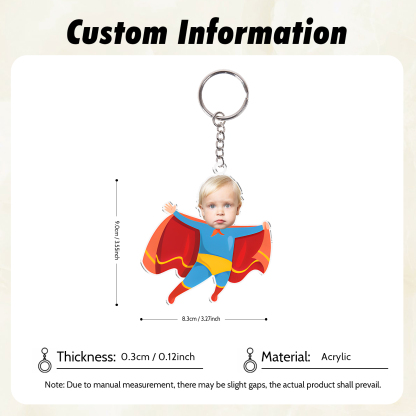 Personalised Superman Acrylic Keychain Custom Photo Funny Hanging Ornament Back to School Gift for Daughter/Son-Jessemade AU