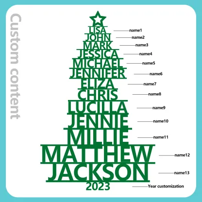 13 Names - Personalised Christmas Tree Ornaments Customised Name Xmas Wooden Decor Gifts for Family Friends-Jessemade AU