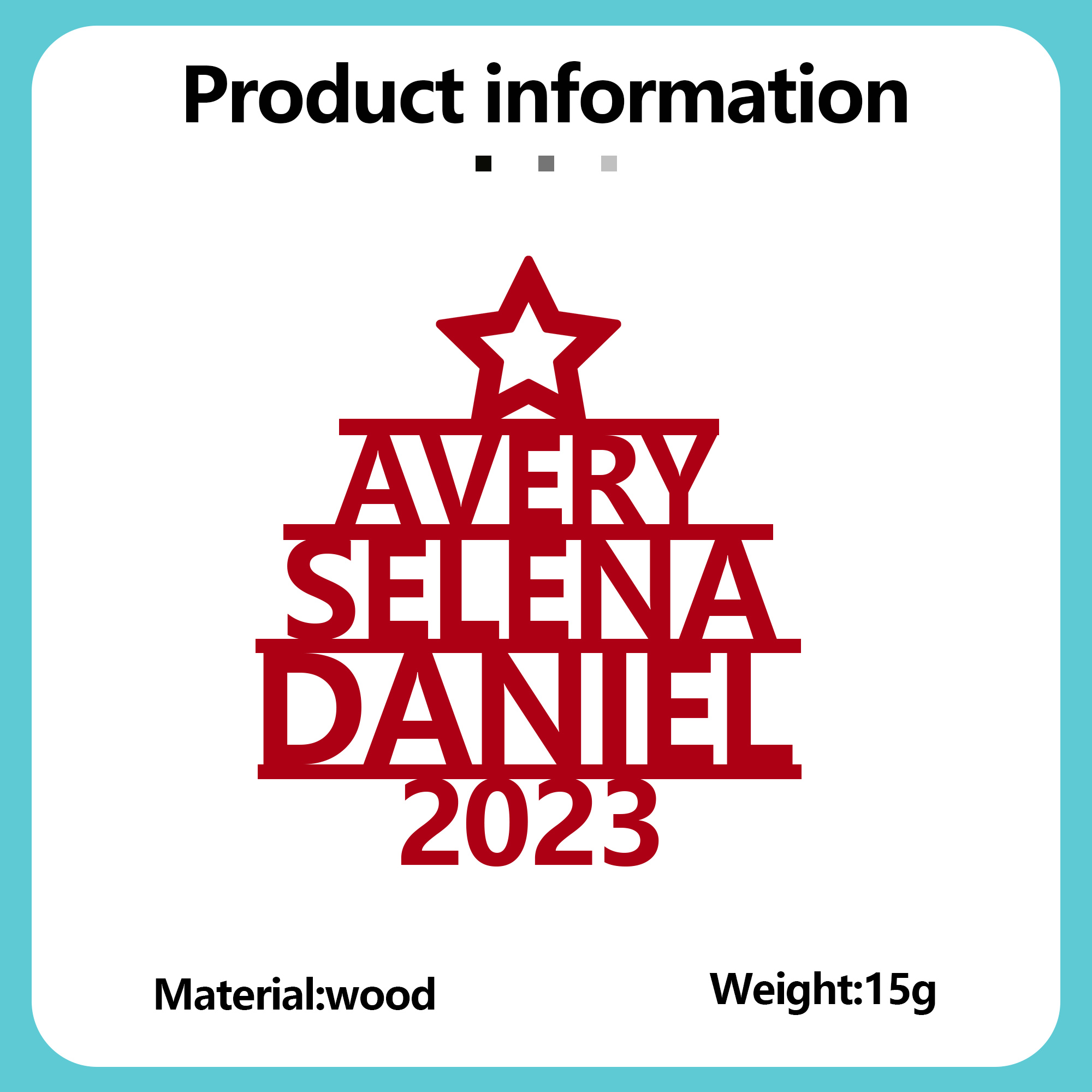 3 Names - Personalised Christmas Tree Ornaments Customised Name Xmas Wooden Decor Gifts for Family Friends-Jessemade AU