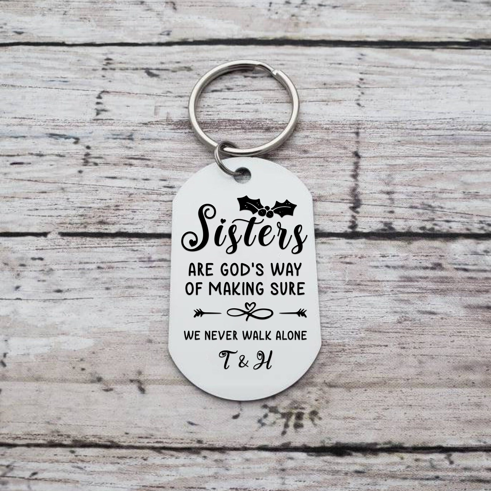 Personalised Sisters Photo Keychain Custom 2 Letters Keyring “Sisters Are God's Way Of Making Sure We Never Walk Alone”  Birthday Gift For Besties-Jessemade AU