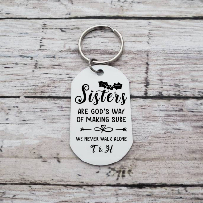 Personalised Sisters Photo Keychain Custom 2 Letters Keyring “Sisters Are God's Way Of Making Sure We Never Walk Alone”  Birthday Gift For Besties-Jessemade AU