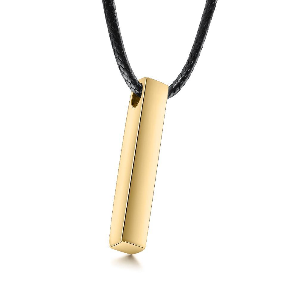 Gold Colour Engraved 3D Bar Necklace for Men Best Gift For Dad-Jessemade AU