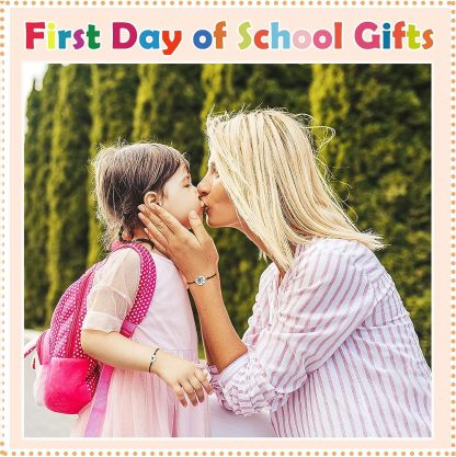 Personalised 2 Names Gift Set Custom Enamel Mug & Ruler & Bracelets Gift Set Back-to-School Gifts for Daughters