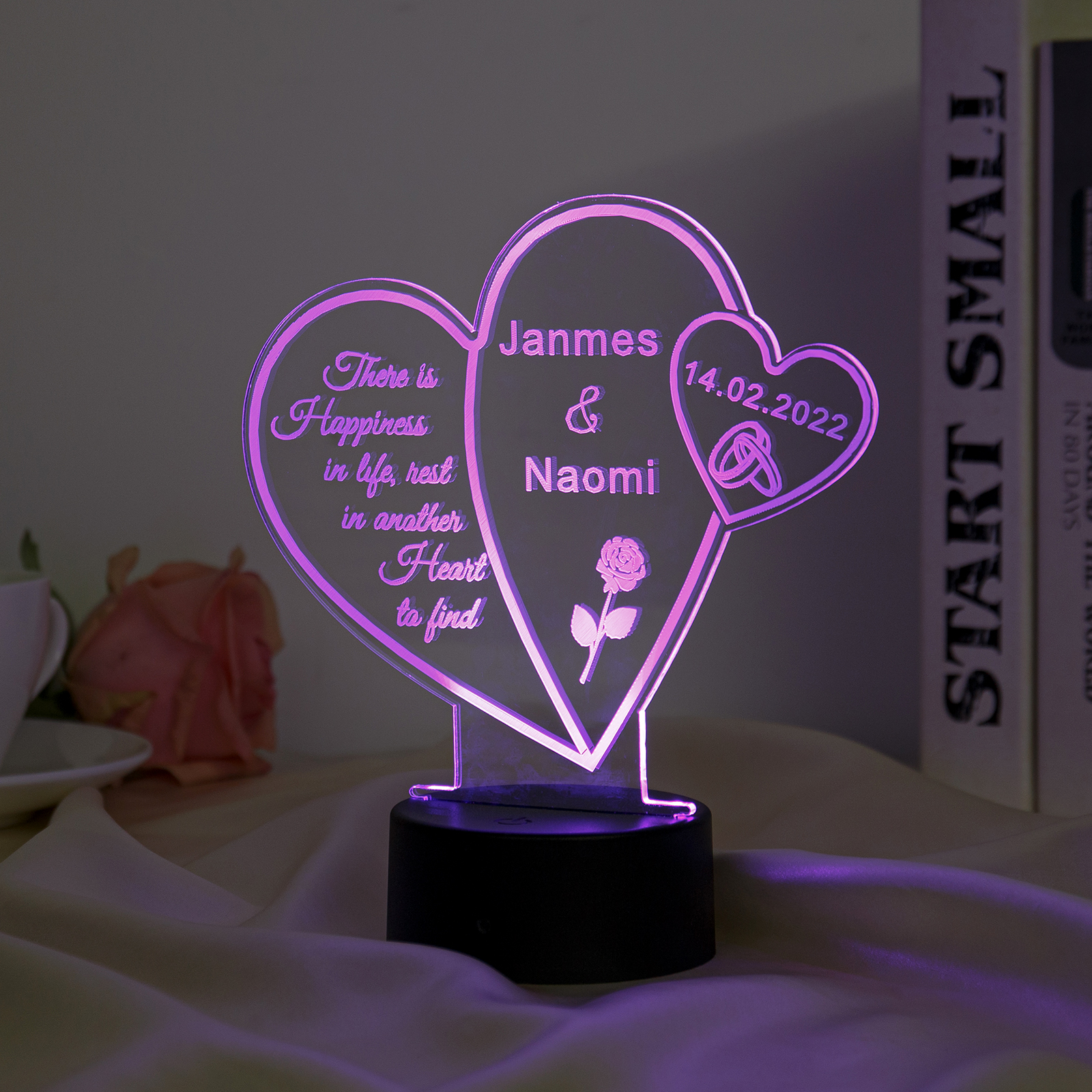 Custom Couple Heart Night Light With Name LED Lamp Gifts For Couple-Jessemade AU