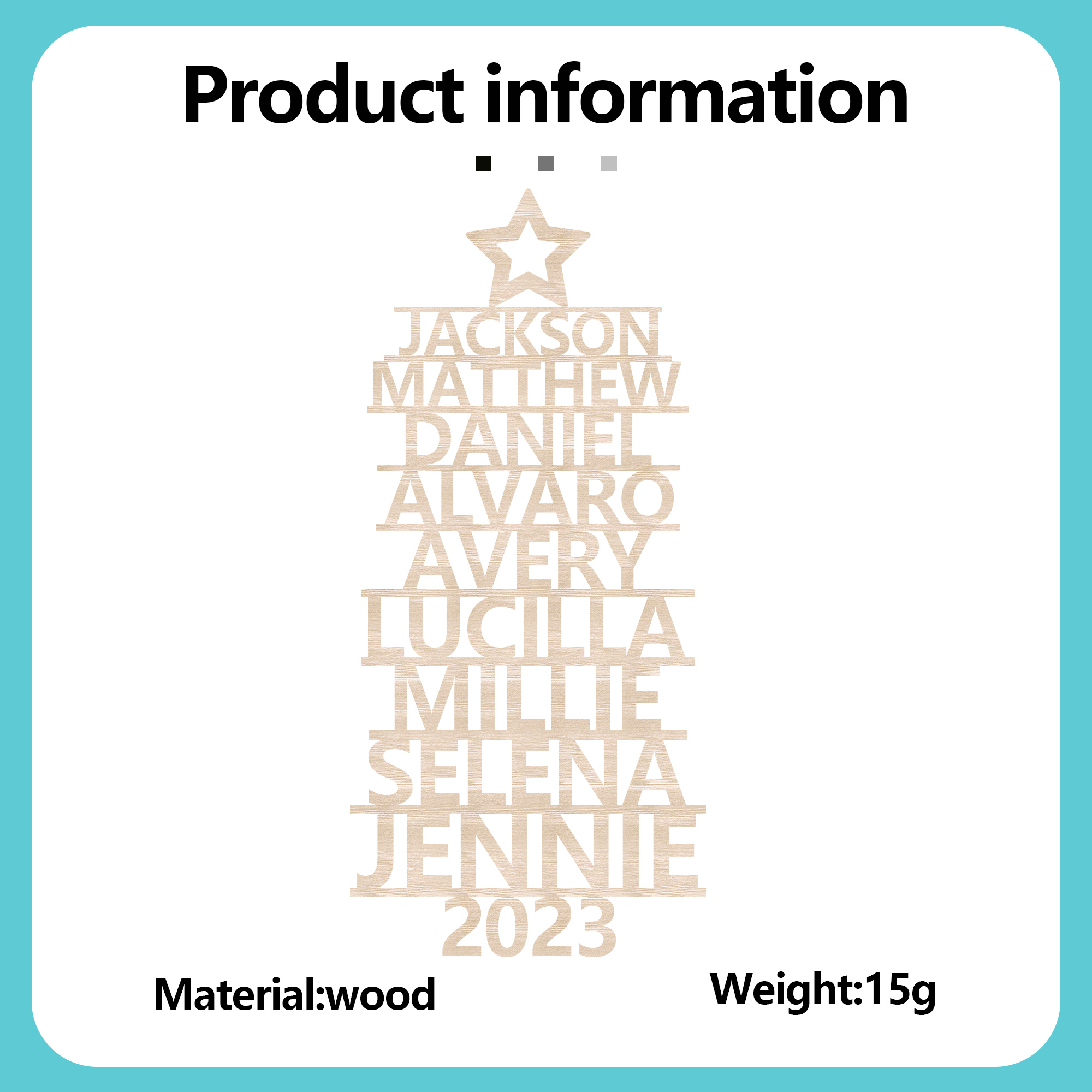 9 Names - Personalised Christmas Tree Ornaments Customised Name Xmas Wooden Decor Gifts for Family Friends-Jessemade AU