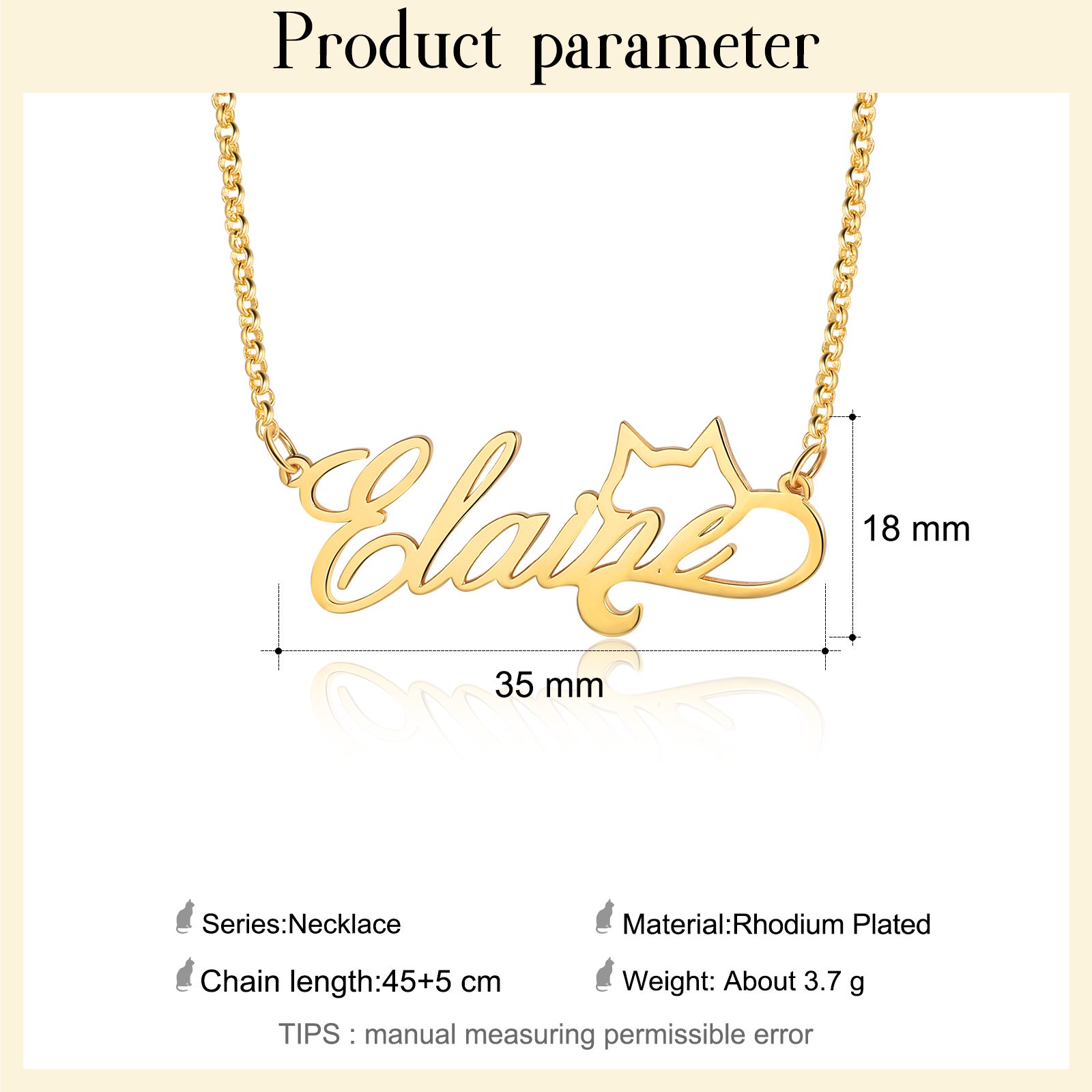 Personalised Cat Necklace Custom 1 Name Necklace Gift For Women-Jessemade AU