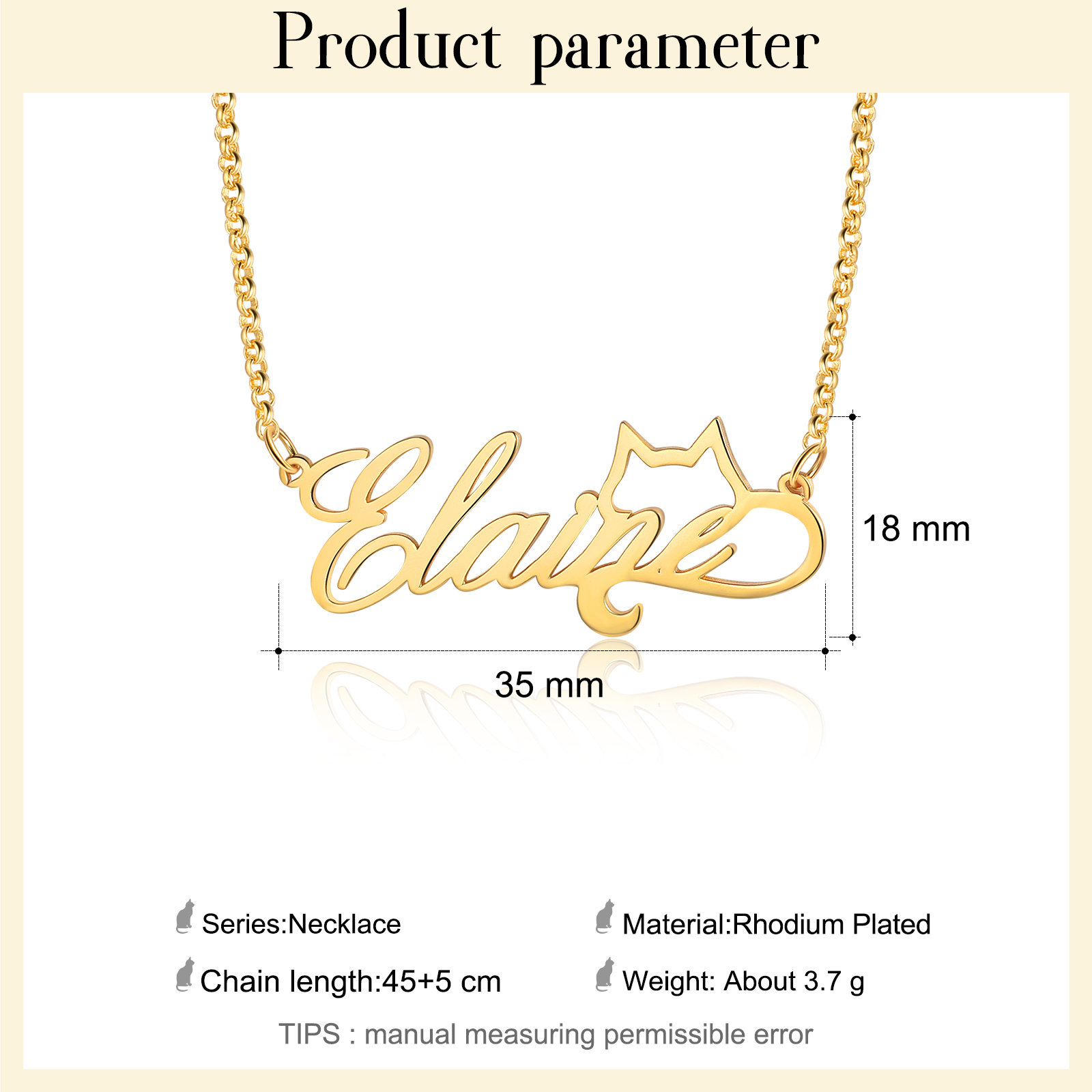 Personalised Cat Necklace Custom 1 Name Necklace Gift For Women-Jessemade AU