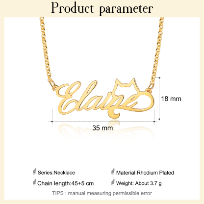 Personalised Cat Necklace Custom 1 Name Necklace Gift For Women-Jessemade AU