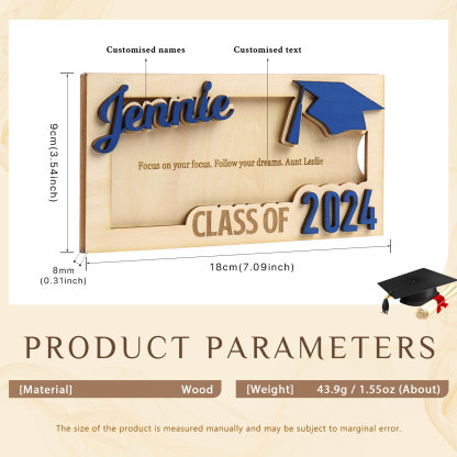 Class of 2024 Personalised Graduation Cash Clip Custom Name & Text Cash Box Creative Gifts for Her/Him-Jessemade AU