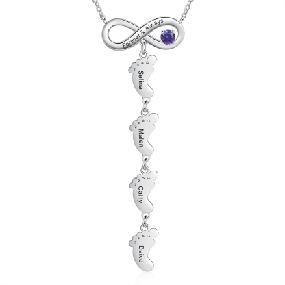 Mother's Day Gifts Personalised Infinity Baby Feet Mother Necklace Engraved 4 Names Necklace Gifts For Mom-Jessemade AU