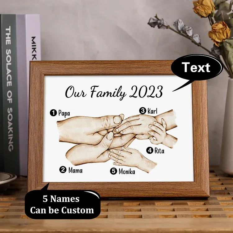 Personalised Family Holding Hands Picture Frames With Light Custom 5 Names Home Decor Gifts-Jessemade AU