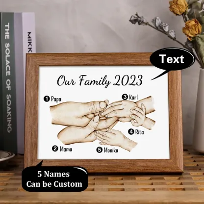 Personalised Family Holding Hands Picture Frames With Light Custom 5 Names Home Decor Gifts-Jessemade AU