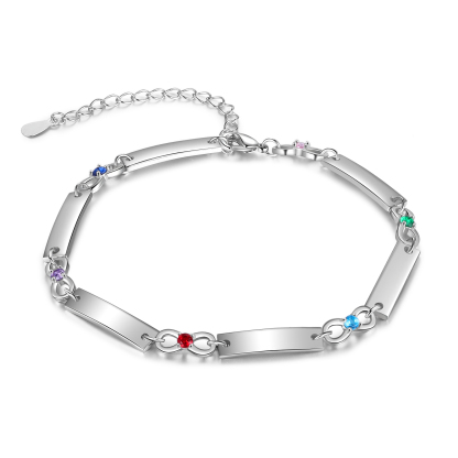 Personalised Infinity Bracelet With 6 Birthstone Engraved Names Bracelet Gift For Women-Jessemade AU