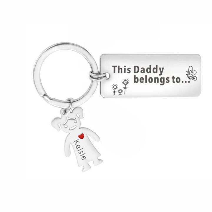 Personalised Kids Charm Keychain Engraved 1 Name Keychain Gifts For Father-Jessemade AU