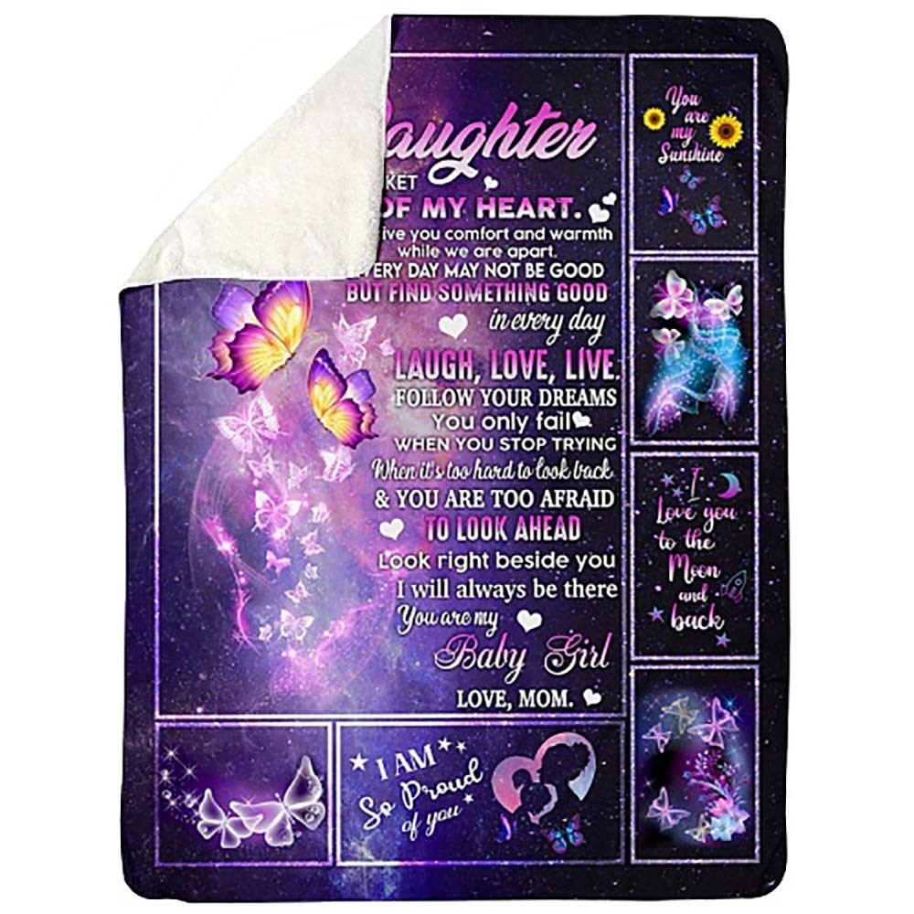 Mom To Daughter, Inside This Blanket There is A Piece Of My Heart, Fleece Blanket-Jessemade AU