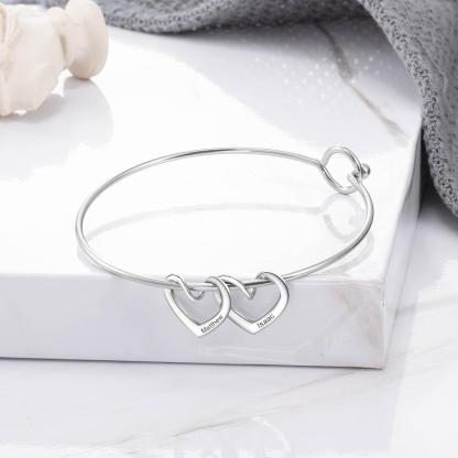 To My Mother Personalised Love Bracelet with 4 Heart Charms Engraved 4 Names Bangle Bracelet-Jessemade AU