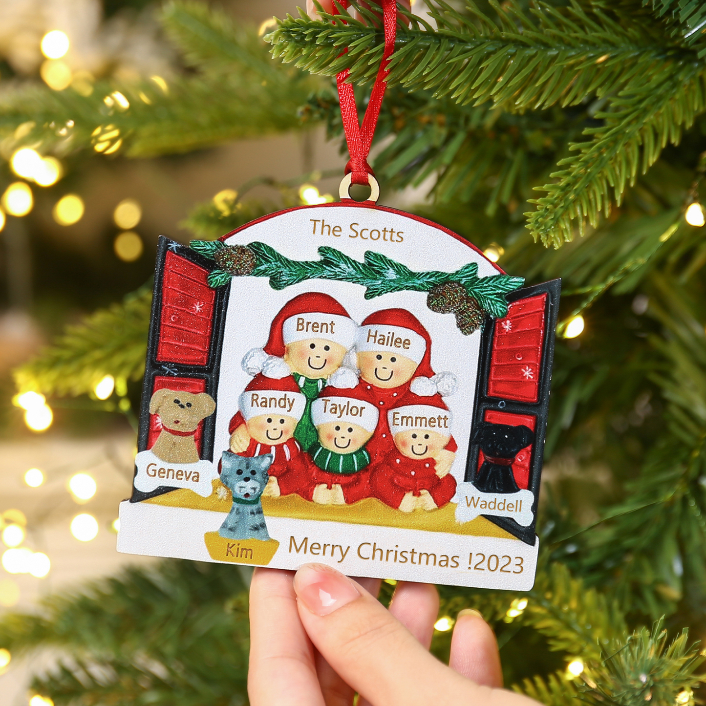 8 Names - Personalised Wooden Christmas Ornaments Customised Text & Date Xmas Decor Gifts for Family Friends-Jessemade AU