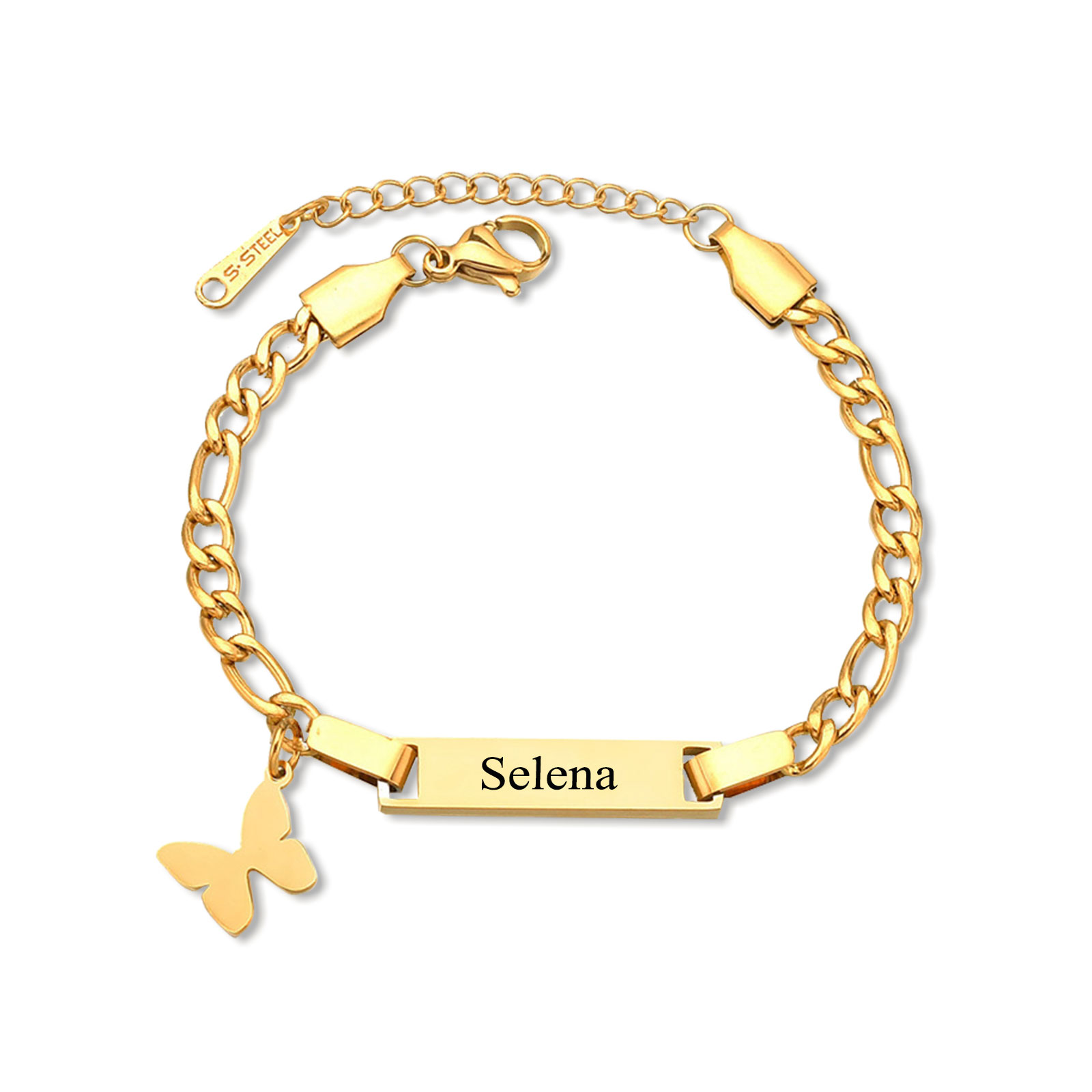 Custom Name Bracelet Cuban Chain Bracelet Personalised Butterfly Bracelet Love Gifts-Jessemade AU