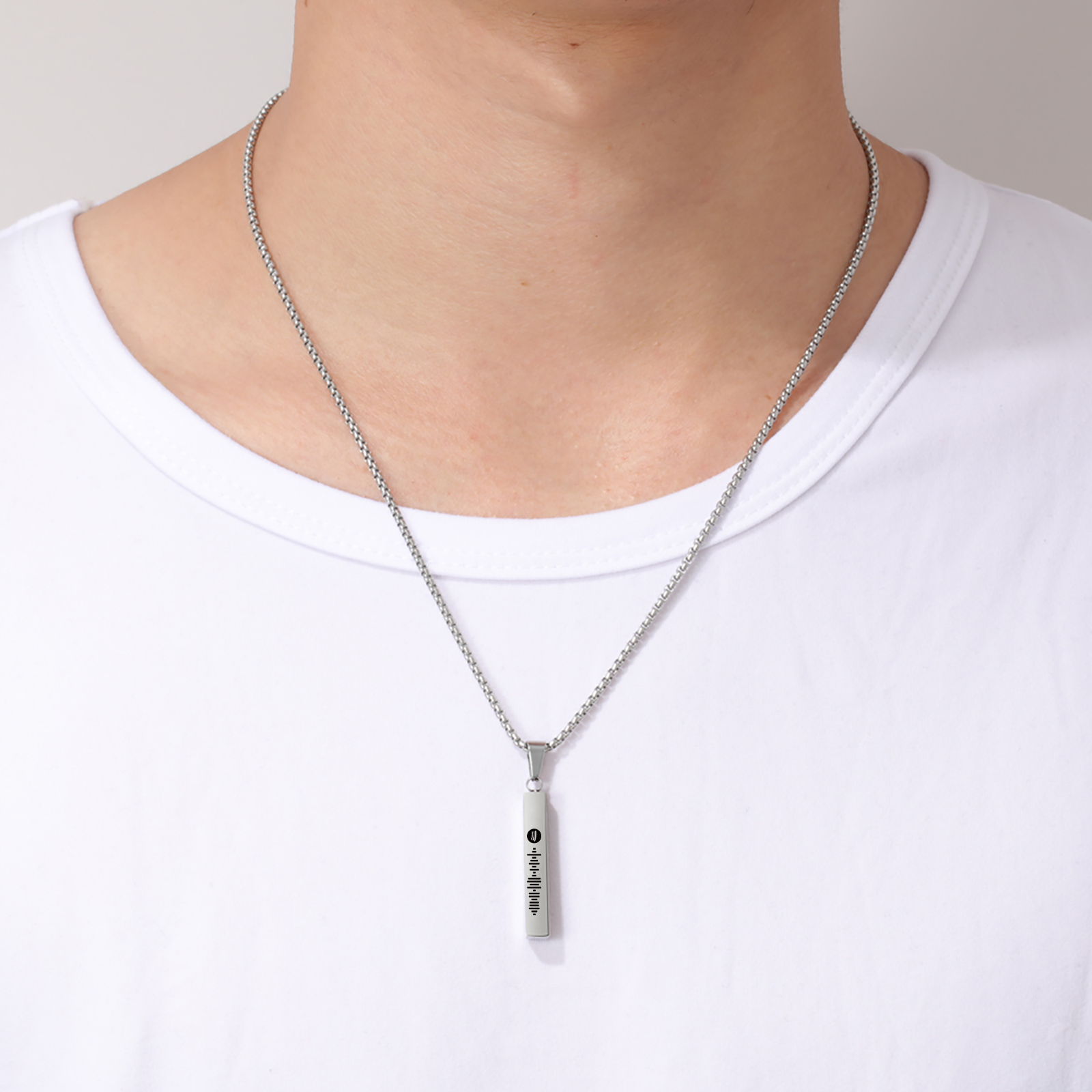 Personalised 3D Vertical Bar Necklace Customised Music Spotify Code Necklace for Her Him-Jessemade AU
