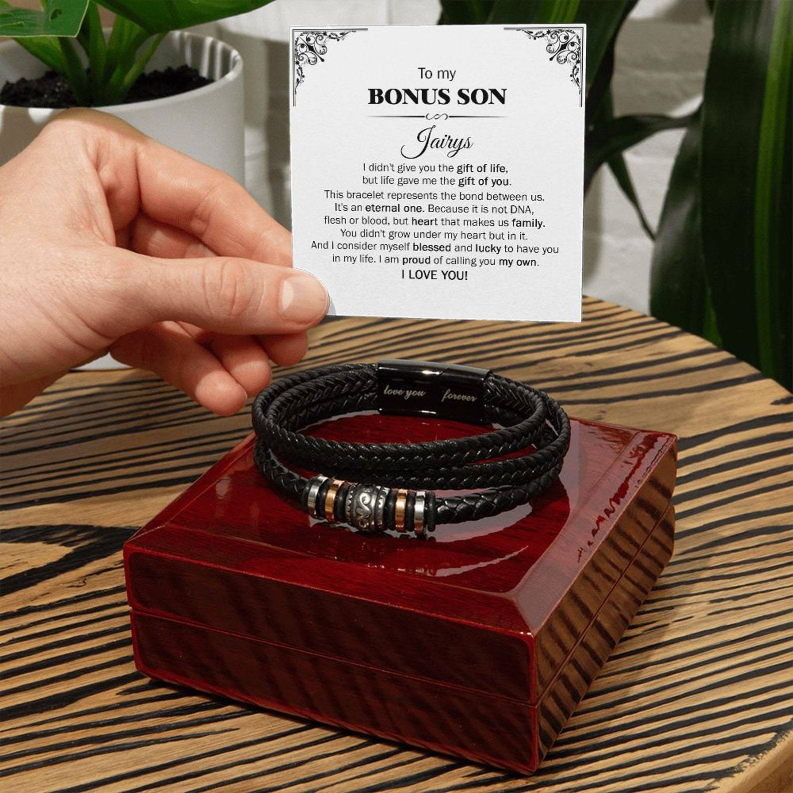 To My Son Bracelet Personalised Name Message Card Braided Leather Bracelet Gift for Son - I Am Proud Of Calling You My Own-Jessemade AU