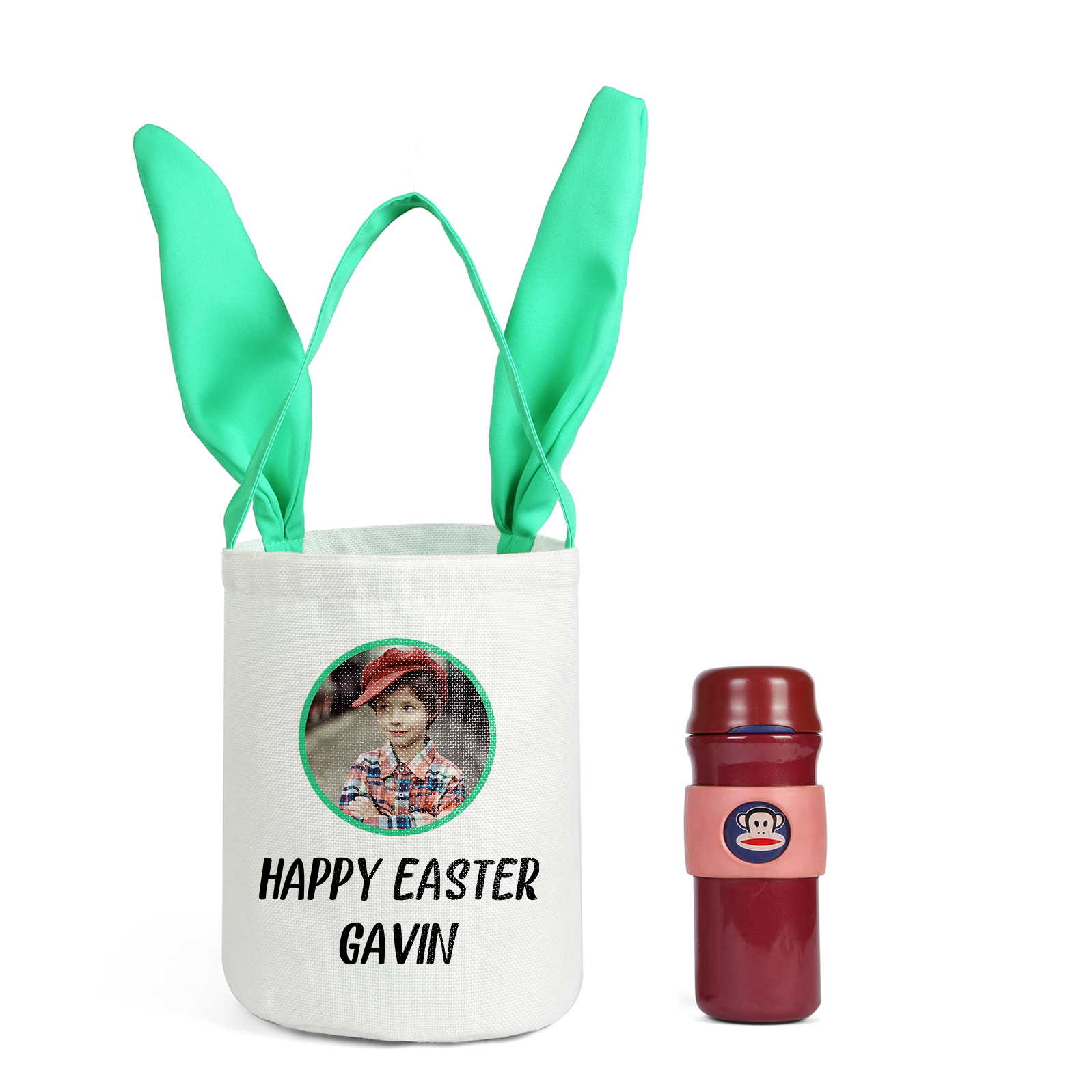 Personalised Photo Bunny Tote Bag Custom Name & Text Bucket Bag Bunny Basket Easter Gifts-Jessemade AU