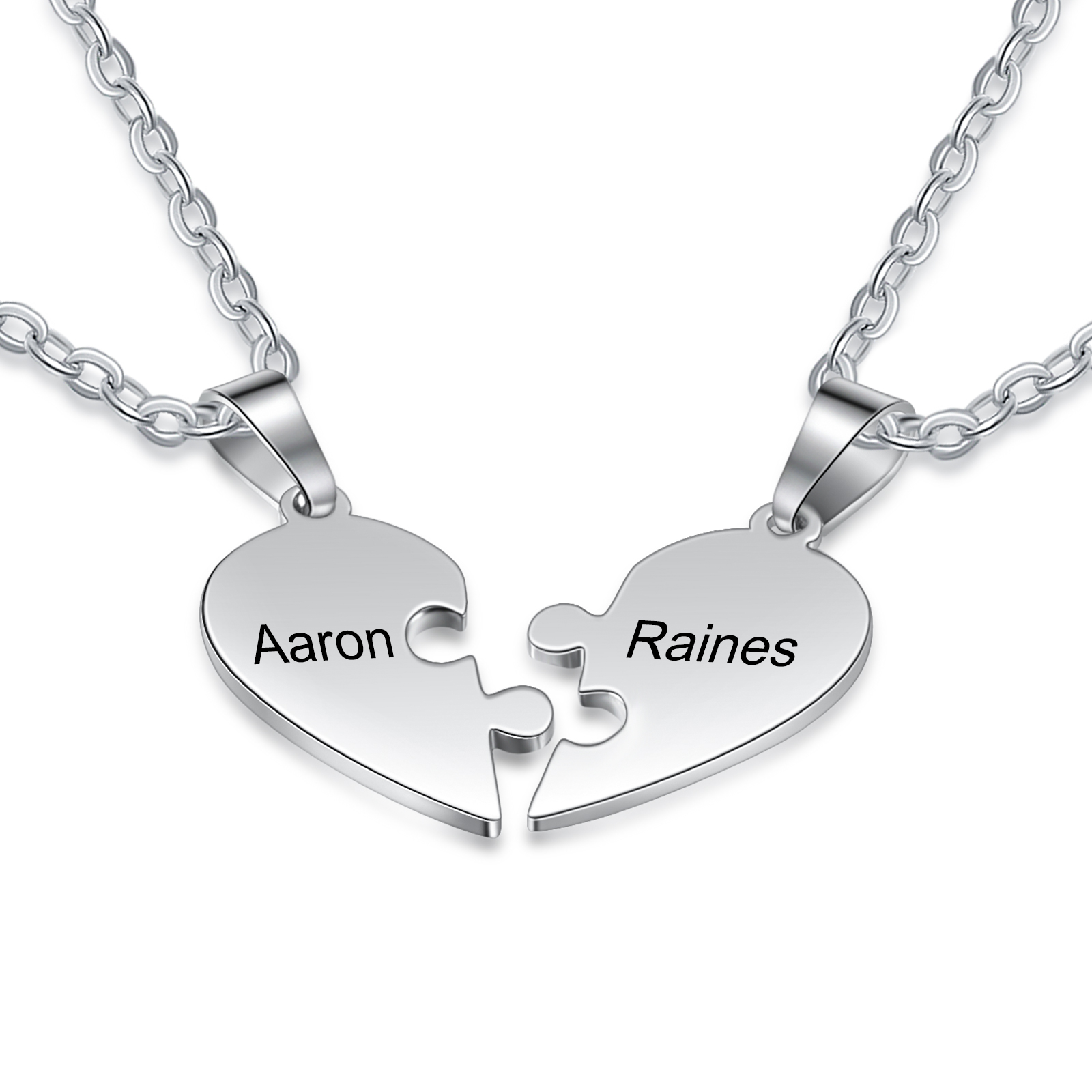 Personalised Heart Puzzle Necklace With 2 Names Gifts For Her-Jessemade AU